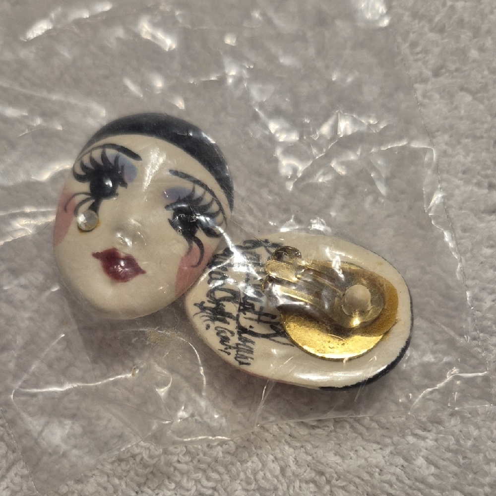 Handcrafted Face Earrings with Gold Accents
